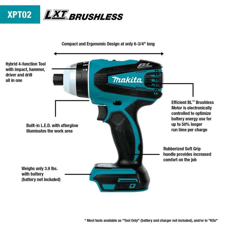 18V LXT Lithium-Ion Brushless 4-Function Impact Hammer Drill (Tool Only) XPT02Z