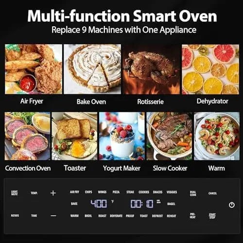 19-in-1 Digital Air Fryer Oven Combo ¨C 32-Quart Countertop Convection Toaster Oven with Rotisserie. Dehydrator. and Pizza Rack (1800W. Black)