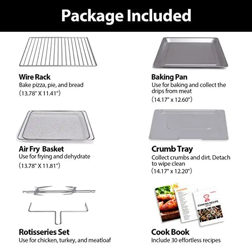 19-in-1 Digital Air Fryer Oven Combo ¨C 32-Quart Countertop Convection Toaster Oven with Rotisserie. Dehydrator. and Pizza Rack (1800W. Black)