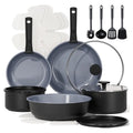 19-Piece Granite-Coated Nonstick Cookware Set with Detachable Heat-Resistant Handles