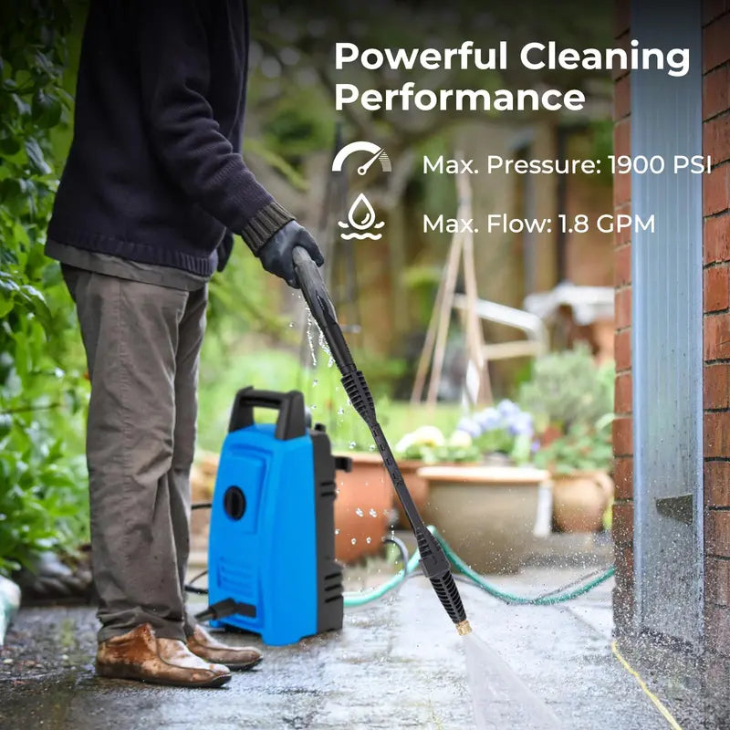 1900 PSI Electric Power Washer ¨C Compact 1.8 GPM High-Pressure Cleaner with 4 Nozzle Tips