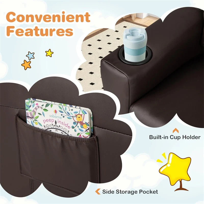 Kids Recliner Chair with Cup Holder & Side Pocket. Adjustable Toddler Lounge Sofa. Ergonomic Children Armchairs for Boys Girls Age 3+. 150lbs