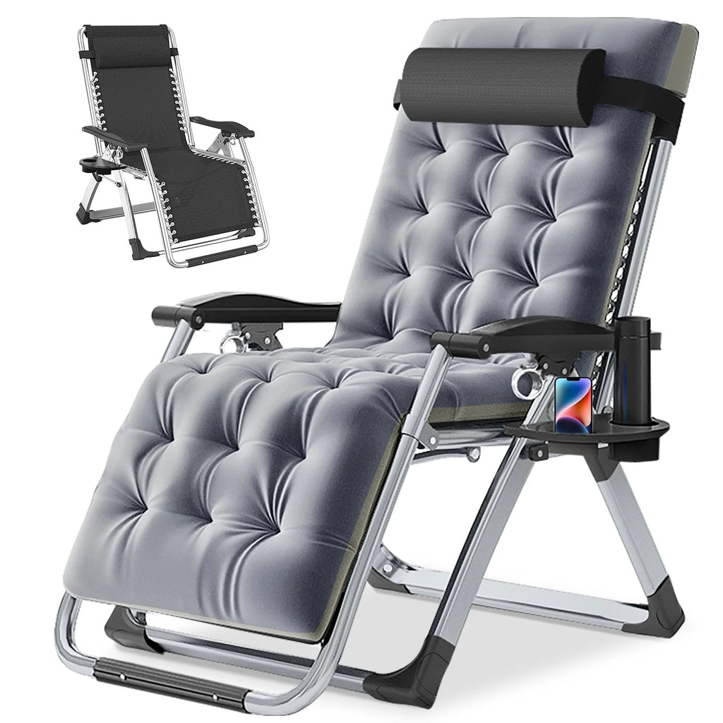 NAIZEA 2 Pack Zero Gravity Chair. Foldable Portable Lawn Recliner with Cushion. Headrest. Cup Holder. Black