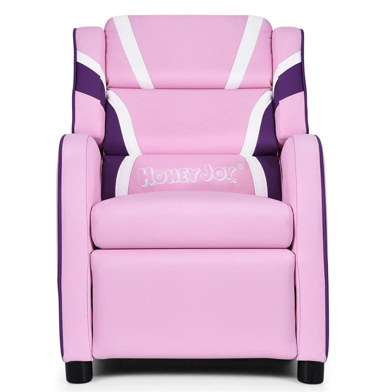 Kids Recliner Chair. Adjustable PU Leather Gaming Sofa with Footrest. Lumbar Support & Side Pockets. Ergonomic Children Lounge Armchair
