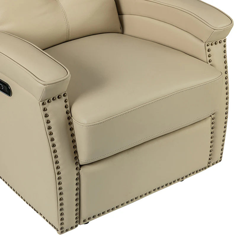 Stefan Genuine Leather Power Recliner with Nailhead Trim