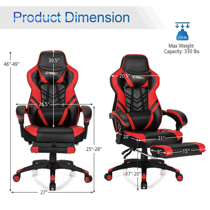 Ergonomic Gaming Chair Recliner with Footrest. Linkage Armrests & Lumbar Support. Big Wide High Back Swivel Video Gaming Office Computer Chair