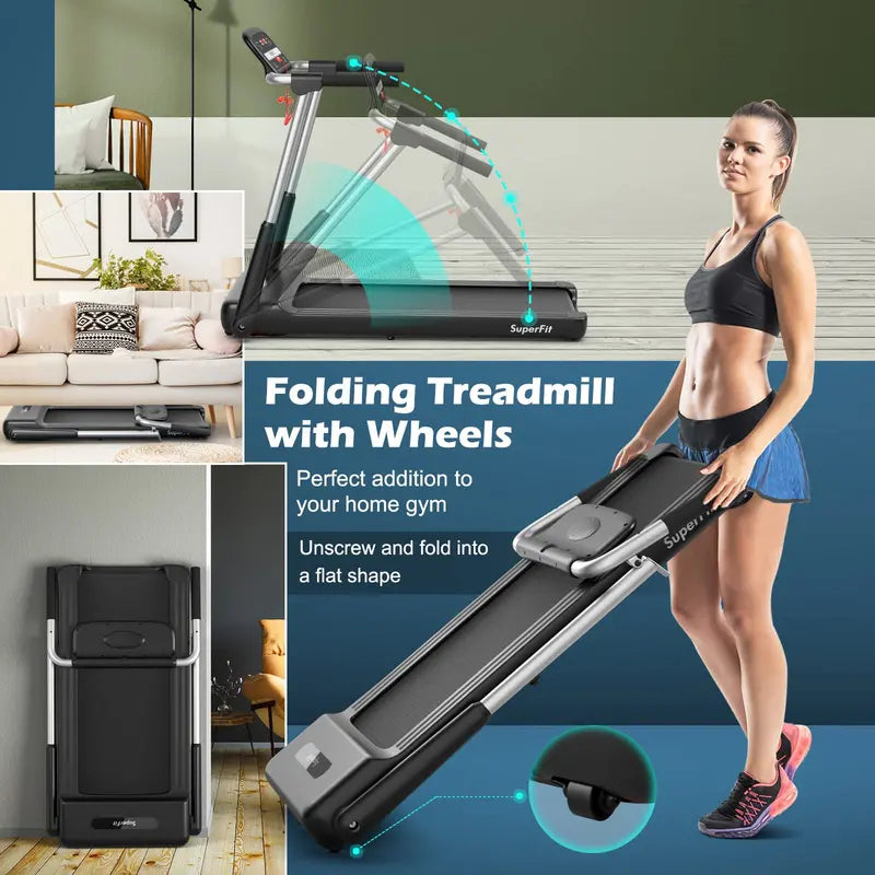 2.25 HP Compact Folding Treadmill ¨C Superfit Model with LED Display &amp; Smart App Control