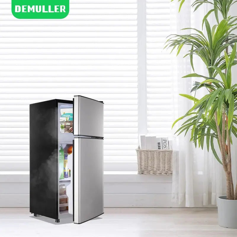 2.4 Cu. Ft Black Mini Fridge ¨C Slim Double-Door Compact Refrigerator with Freezer Compartment & Seven-Position Temperature Control