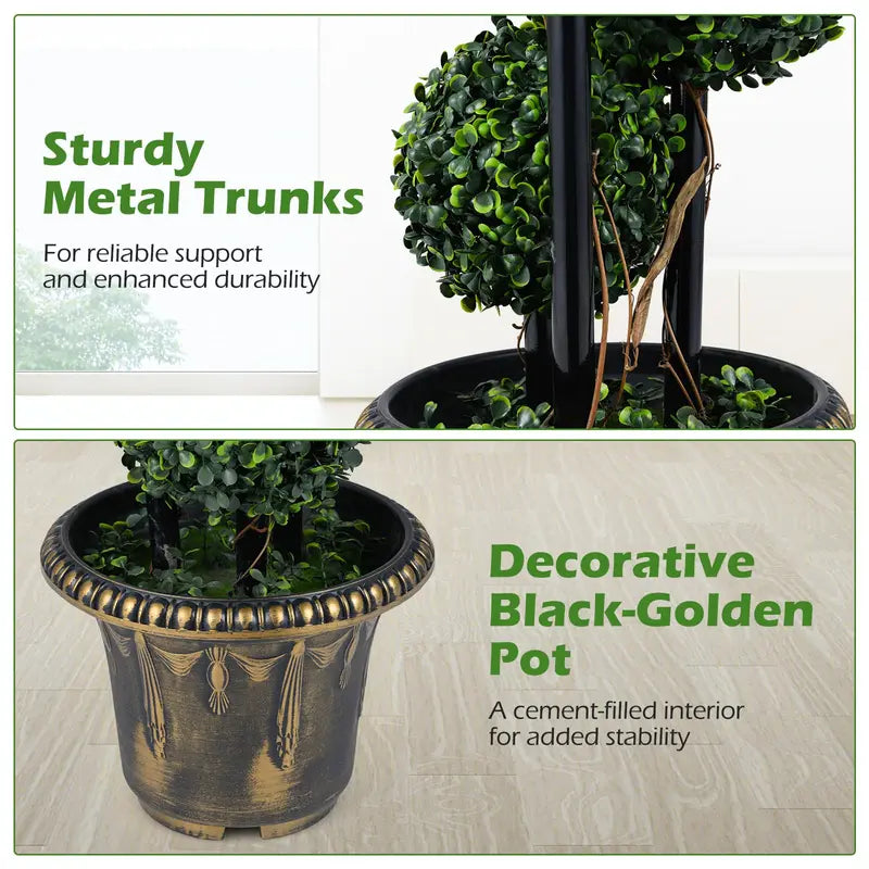 2.5-Foot Artificial Boxwood Topiary ¨C Evergreen Faux Potted Plant (Half-Pack)