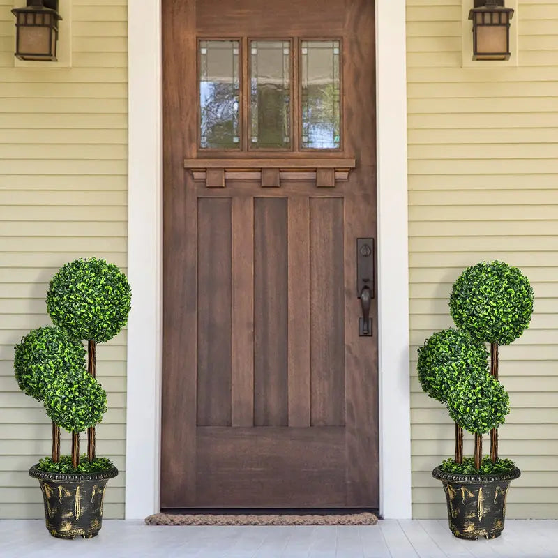2.5-Foot or 3-Foot Triple-Ball Artificial Boxwood Topiary Tree for Decorative Use