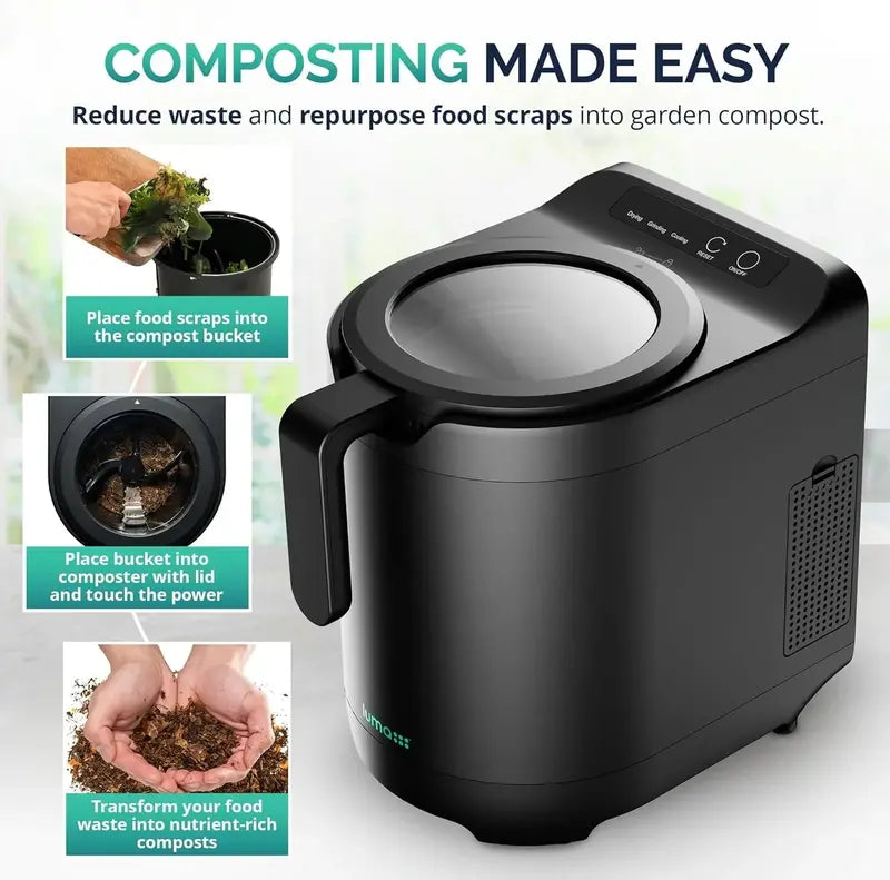 2.5L Electric Kitchen Composter ¨C Odorless Countertop Food Waste Processor with Clear Lid