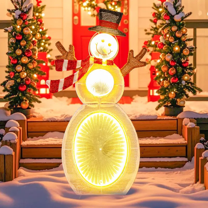 2.6-Foot 2D Lighted Snowman ¡ª Pre-Lit Decoration Featuring Three Infinity Mirror Effects