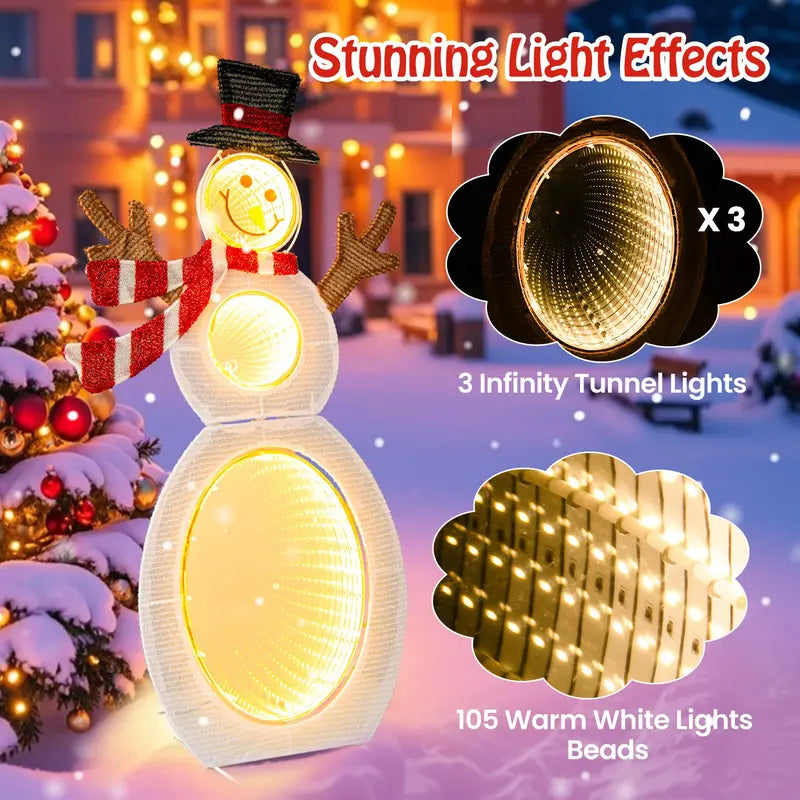 2.6-Foot 2D Lighted Snowman ¡ª Pre-Lit Decoration Featuring Three Infinity Mirror Effects