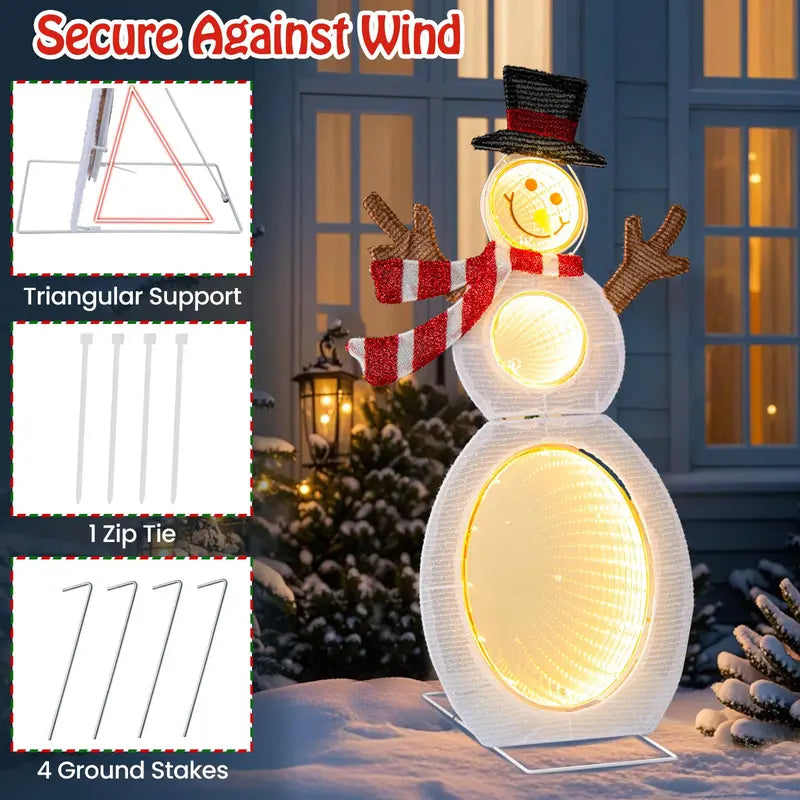 2.6-Foot 2D Lighted Snowman ¡ª Pre-Lit Decoration Featuring Three Infinity Mirror Effects
