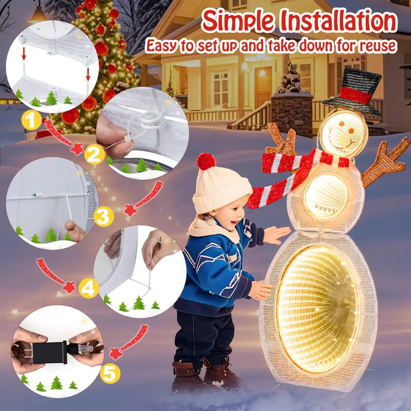 2.6-Foot 2D Lighted Snowman ¡ª Pre-Lit Decoration Featuring Three Infinity Mirror Effects