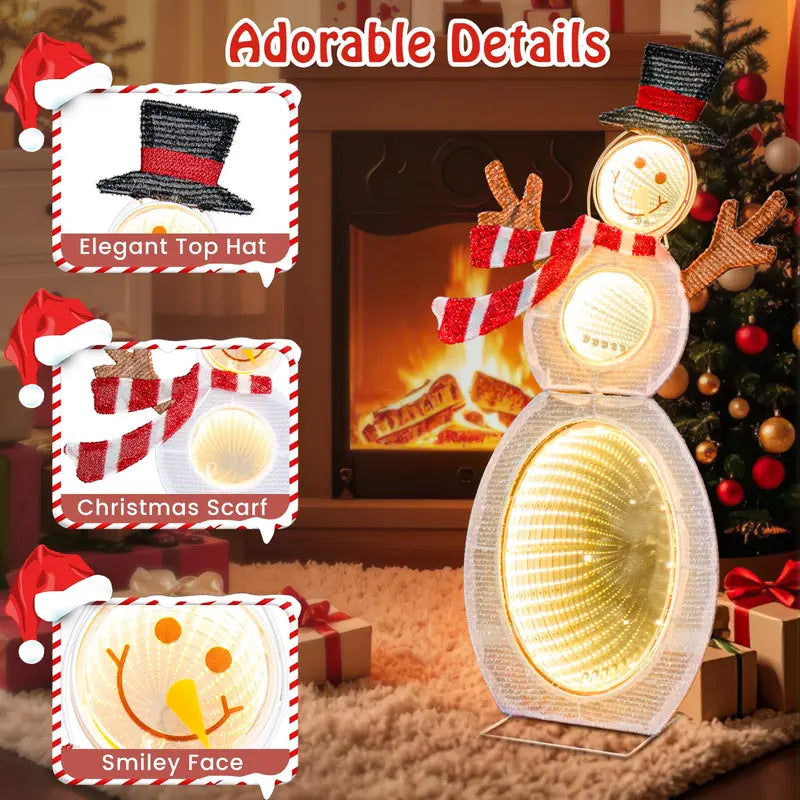 2.6-Foot 2D Lighted Snowman ¡ª Pre-Lit Decoration Featuring Three Infinity Mirror Effects