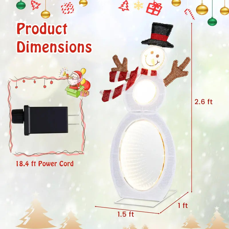 2.6-Foot 2D Lighted Snowman ¡ª Pre-Lit Decoration Featuring Three Infinity Mirror Effects