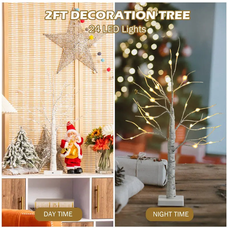 2-Foot Lighted Birch Branch Tree ¨C Compact White Artificial Christmas Accent