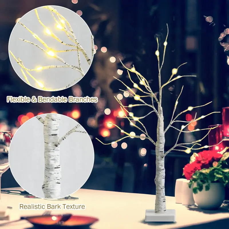 2-Foot Lighted Birch Branch Tree ¨C Compact White Artificial Christmas Accent