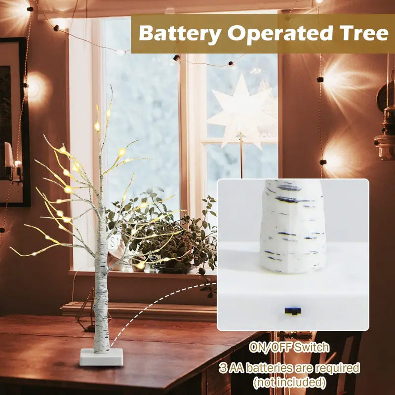 2-Foot Lighted Birch Branch Tree ¨C Compact White Artificial Christmas Accent