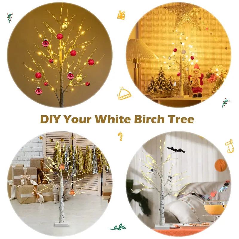 2-Foot Lighted Birch Branch Tree ¨C Compact White Artificial Christmas Accent