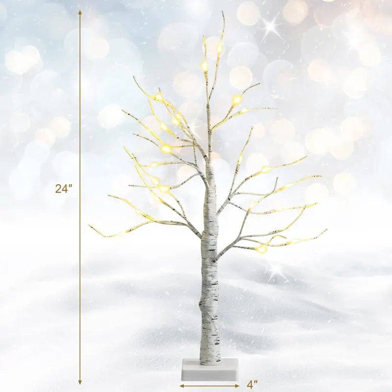 2-Foot Lighted Birch Branch Tree ¨C Compact White Artificial Christmas Accent