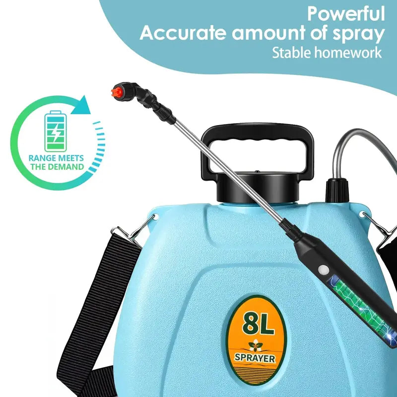 2-Gallon 3-Speed Electric Garden Sprayer ¨C Telescopic Wand. Triple-Nozzle System. USB-Rechargeable