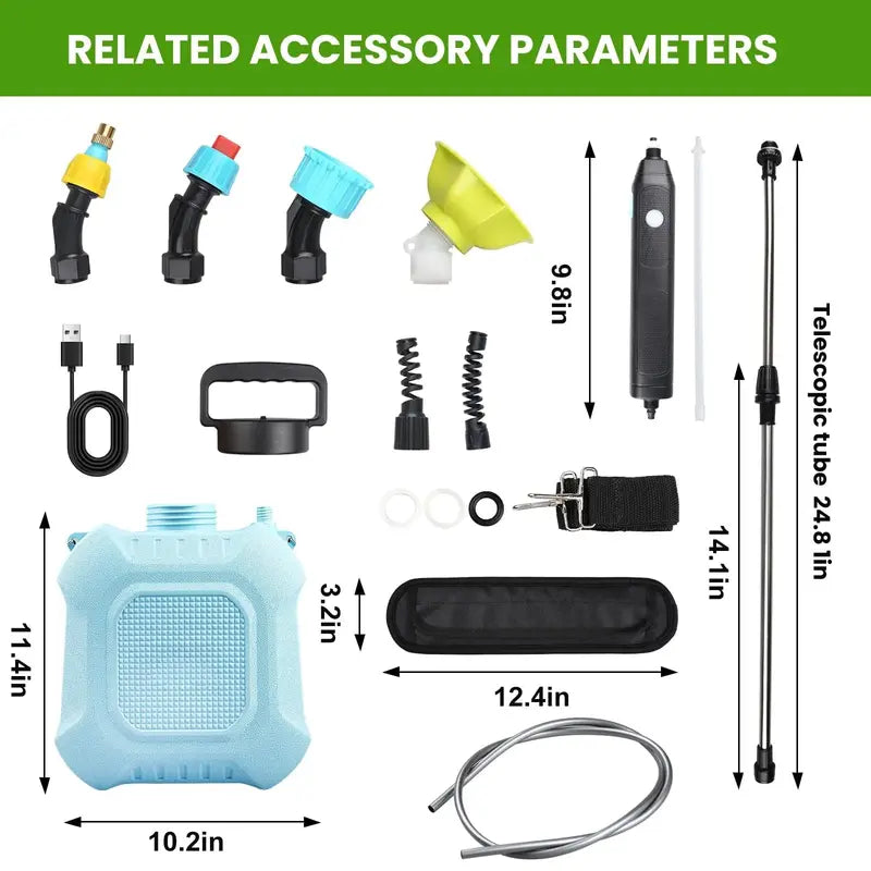 2-Gallon Retractable-Wand Electric Garden Sprayer ¨C 4 Adjustable Nozzles. USB-Rechargeable with 2000mAh Battery