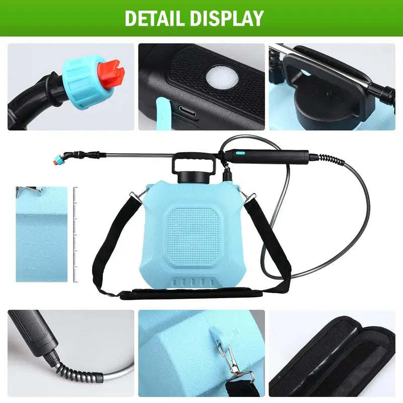 2-Gallon Retractable-Wand Electric Garden Sprayer ¨C 4 Adjustable Nozzles. USB-Rechargeable with 2000mAh Battery