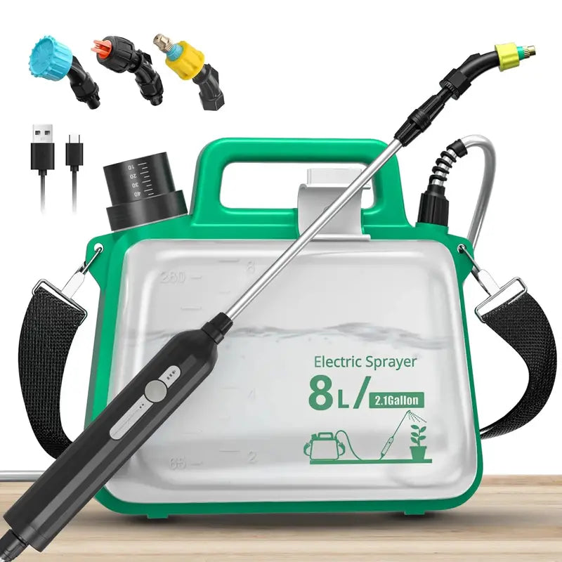 2-Gallon Telescoping-Wand Electric Garden Sprayer ¨C 3 Nozzle Options. 2500mAh Rechargeable Battery