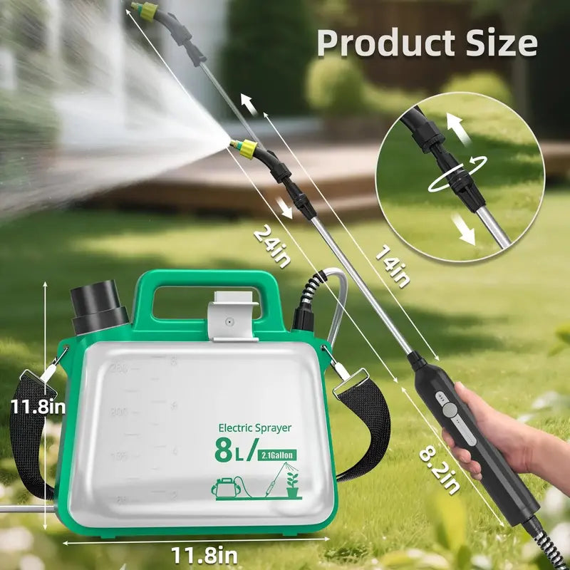 2-Gallon Telescoping-Wand Electric Garden Sprayer ¨C 3 Nozzle Options. 2500mAh Rechargeable Battery
