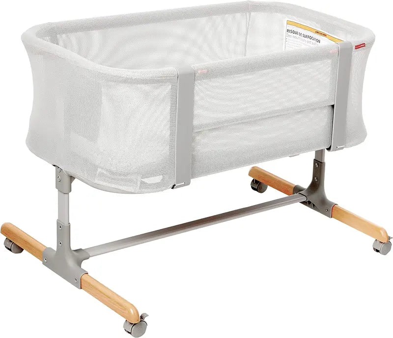 2-in-1 Bedside Bassinet &amp; Sleeper ¨C Cozy. Adjustable Infant Bassinet with Bedside Mode. Grey Fabric
