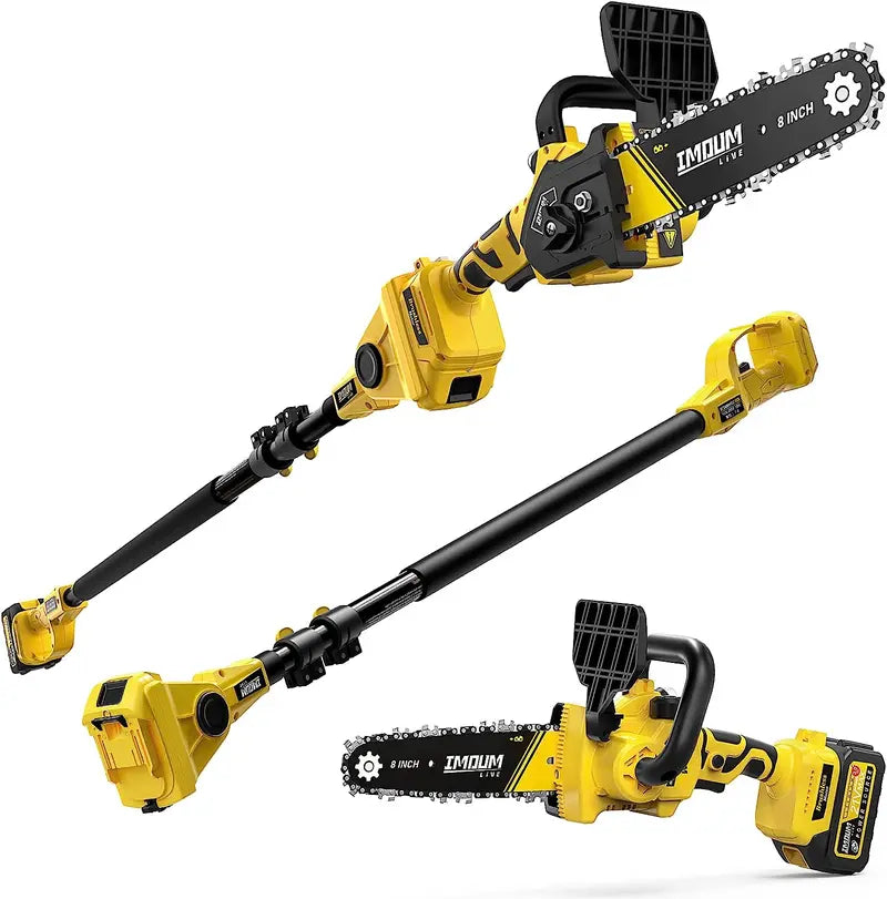 2-in-1 Brushless Pole Saw   Mini Chainsaw. IMOUMLIVE 8  Cutting Cordless Power Pole Saw for Wood Cutting. Trimming