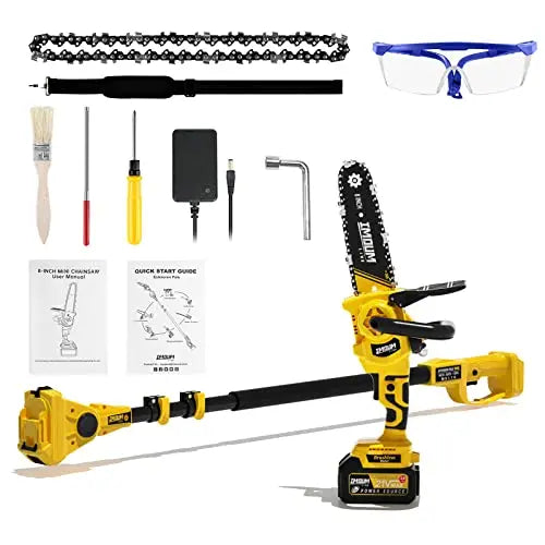 2-in-1 Brushless Pole Saw   Mini Chainsaw. IMOUMLIVE 8  Cutting Cordless Power Pole Saw for Wood Cutting. Trimming