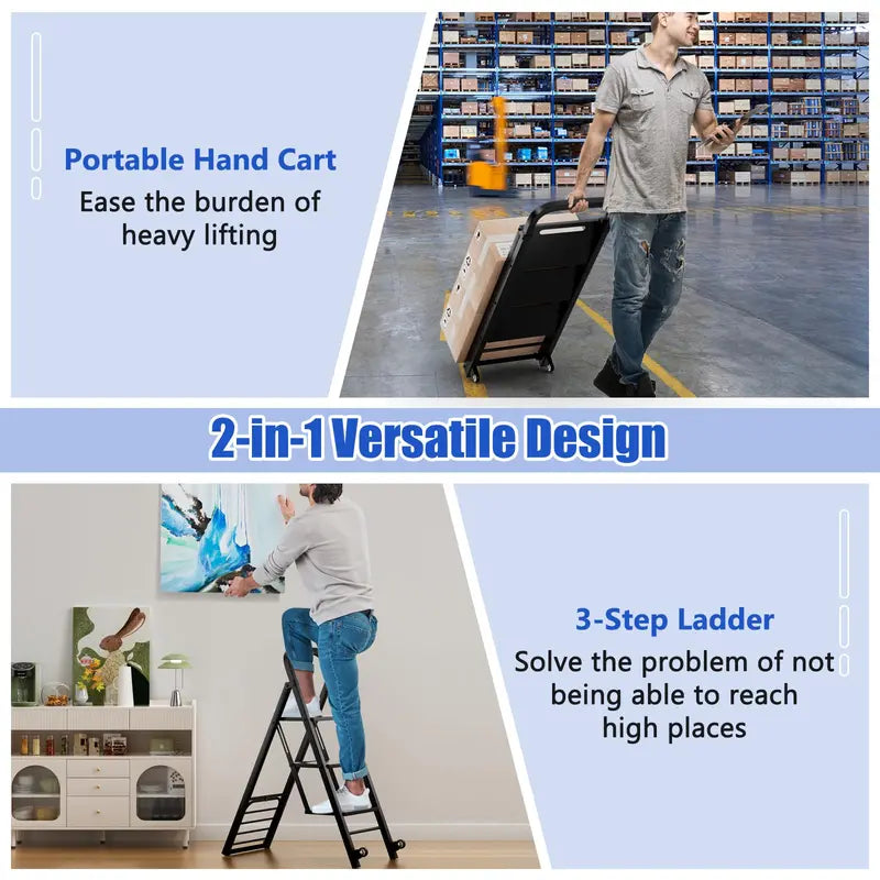 2-in-1 Multi-Function Hand Truck Dolly &amp; Step Ladder