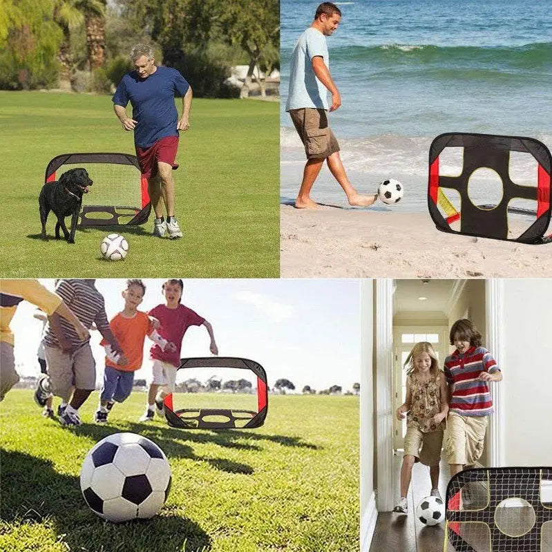 2-in-1 Pop-Up Soccer &amp; Football Goal Net with Carry Bag for Kids