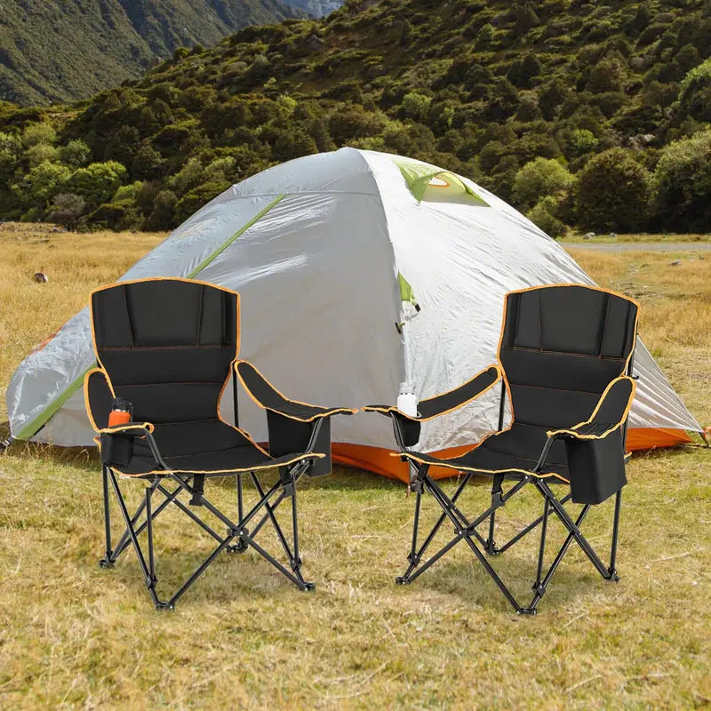 2-in-1 Reclining Camping Chair ¨C Detachable Footrest. 5-Position Back Support & Built-In Cup Holder