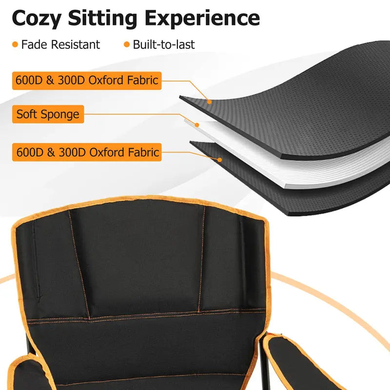 2-in-1 Reclining Camping Chair ¨C Detachable Footrest. 5-Position Back Support & Built-In Cup Holder