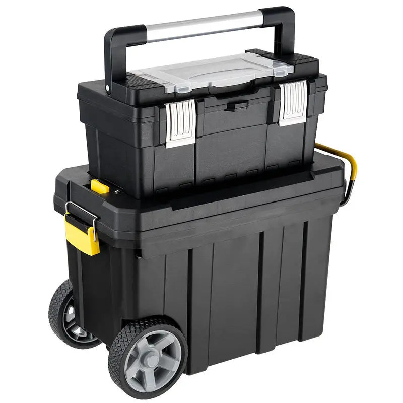 2-in-1 Rolling Toolbox ¨C Modular Plastic Storage System with Wheels &amp; Handles