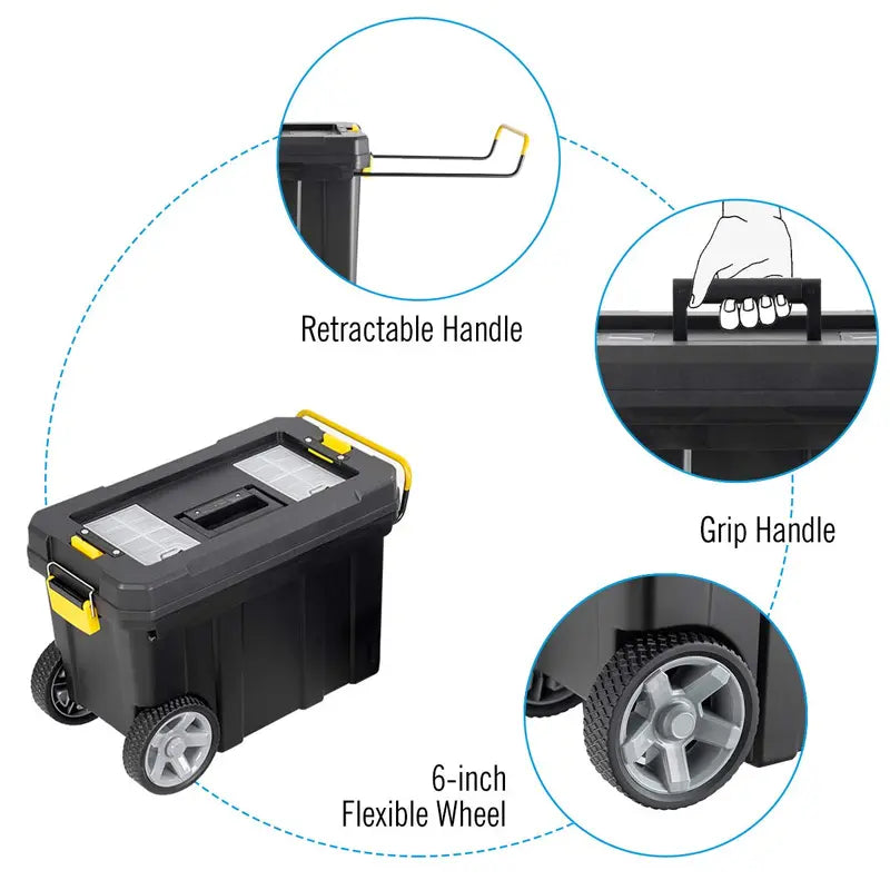 2-in-1 Rolling Toolbox ¨C Modular Plastic Storage System with Wheels &amp; Handles