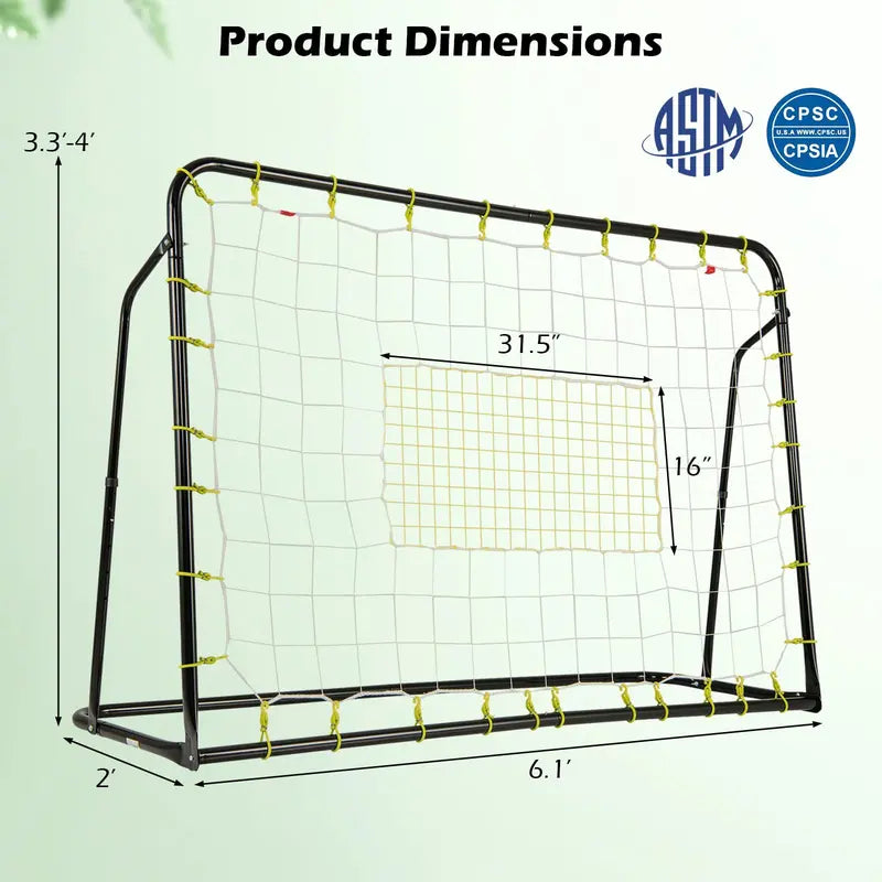2-in-1 Soccer Rebounder Net ¨C 6ft x 4ft Goal with Integrated Shooting Target Zone
