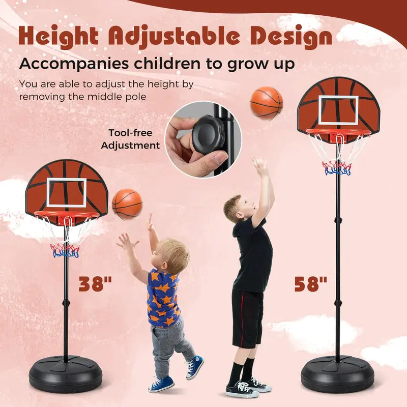 2-in-1 Toddler Basketball Hoop ¨C Adjustable Goal with Integrated Dartboard and Fillable Base
