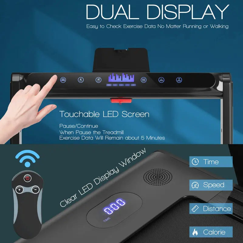2-in-1 Under-Desk Treadmill ¨C Foldable Electric Model with 2.25HP Motor and LED Control Display