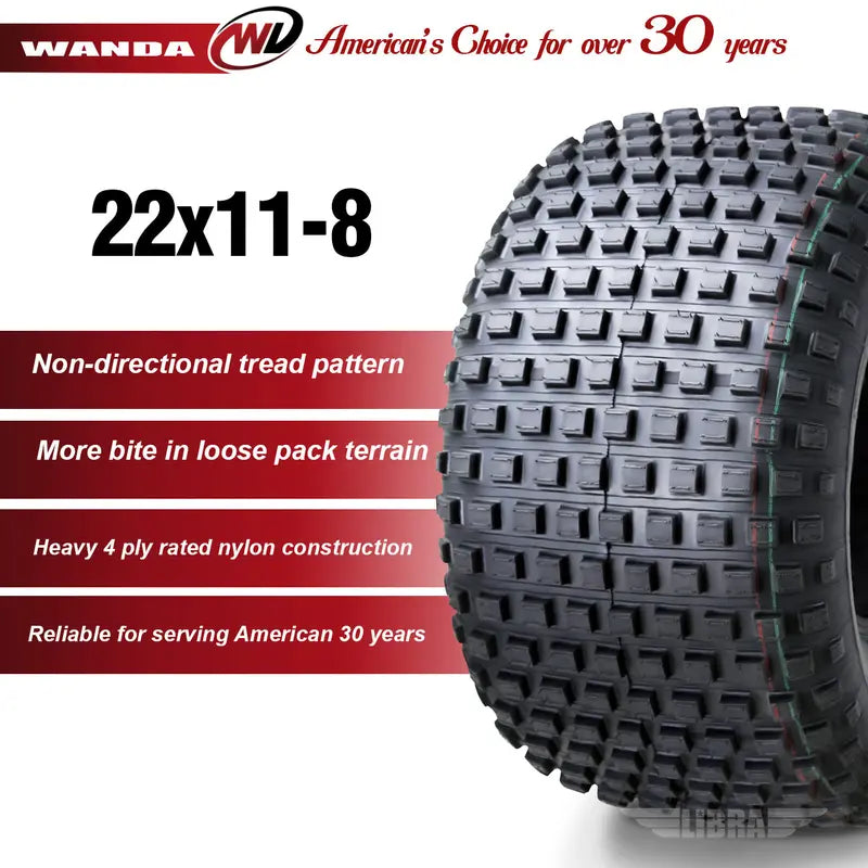 2 New WANDA ATV Tires 22X11-8 22x11x8 4PR P323 - 10032