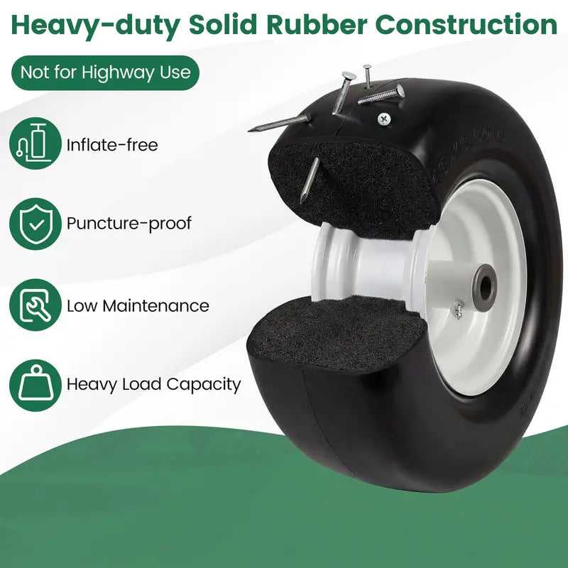 2-Pack 13 x 6.50-6 Flat-Free Tires &amp; Wheels ¨C Maintenance-Free Solid Rubber Design