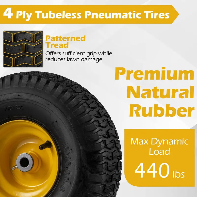 2-Pack 15 x 6.00-6 Tube-Type Tires &amp; Wheels ¨C Standard Inner Tube Compatibility