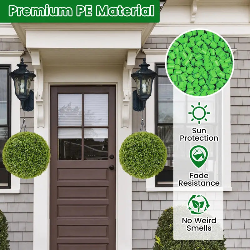 2-Pack 20-Inch Artificial Boxwood Topiary Balls ¨C UV-Resistant Round Faux Plants for Outdoor Use