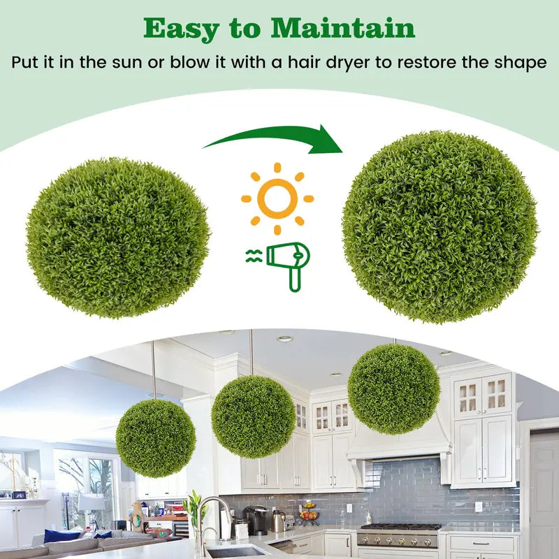 2-Pack 20-Inch Artificial Boxwood Topiary Balls ¨C UV-Resistant Round Faux Plants for Outdoor Use