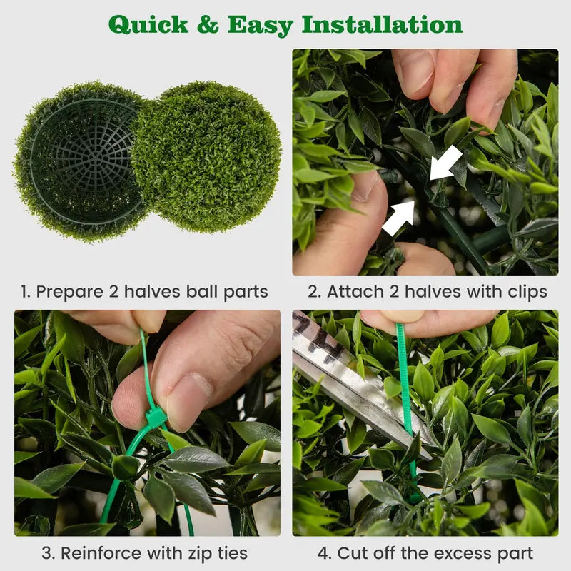 2-Pack 20-Inch Artificial Boxwood Topiary Balls ¨C UV-Resistant Round Faux Plants for Outdoor Use