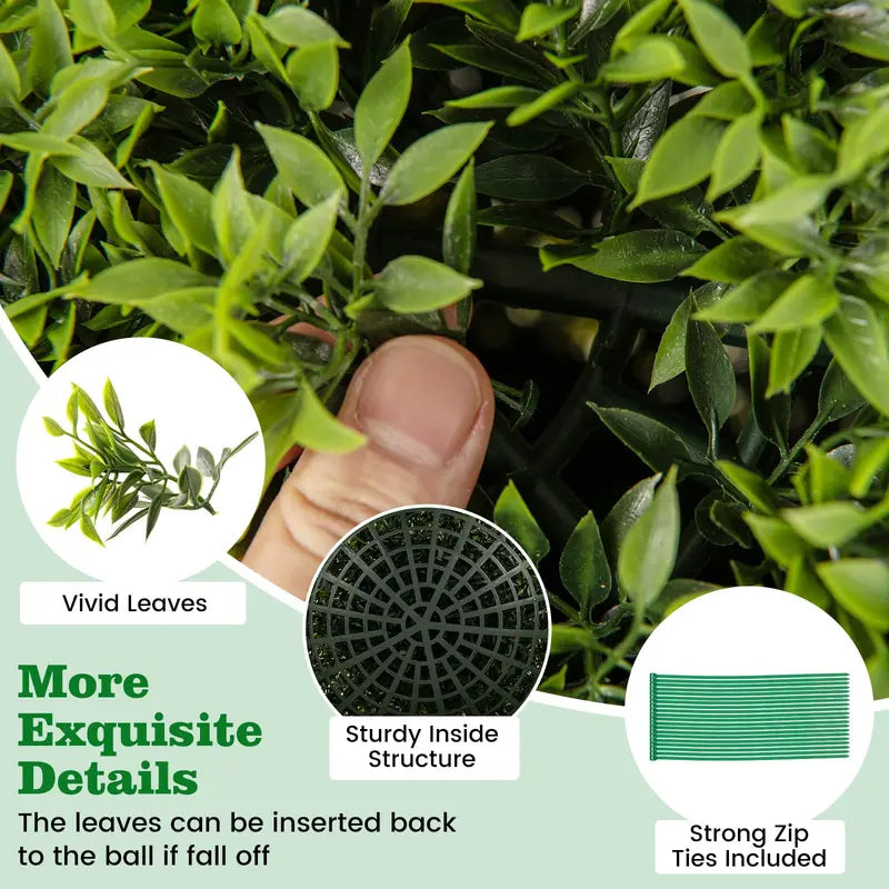 2-Pack 20-Inch Artificial Boxwood Topiary Balls ¨C UV-Resistant Round Faux Plants for Outdoor Use